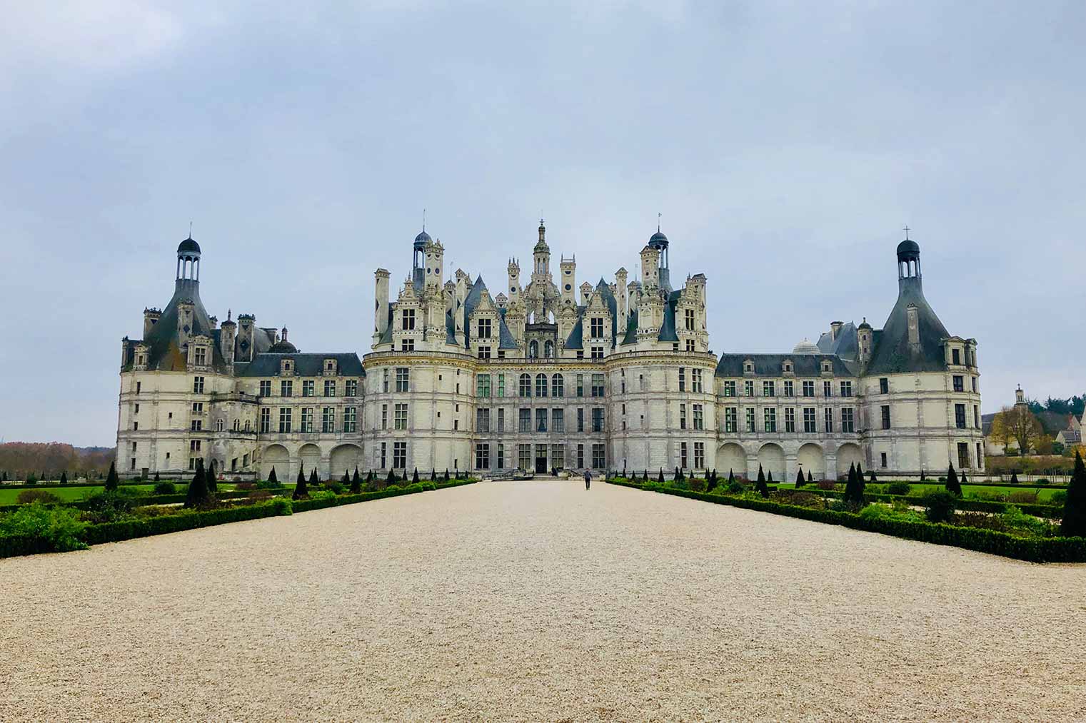 front view of loire valley france chateau de lude with private guide.