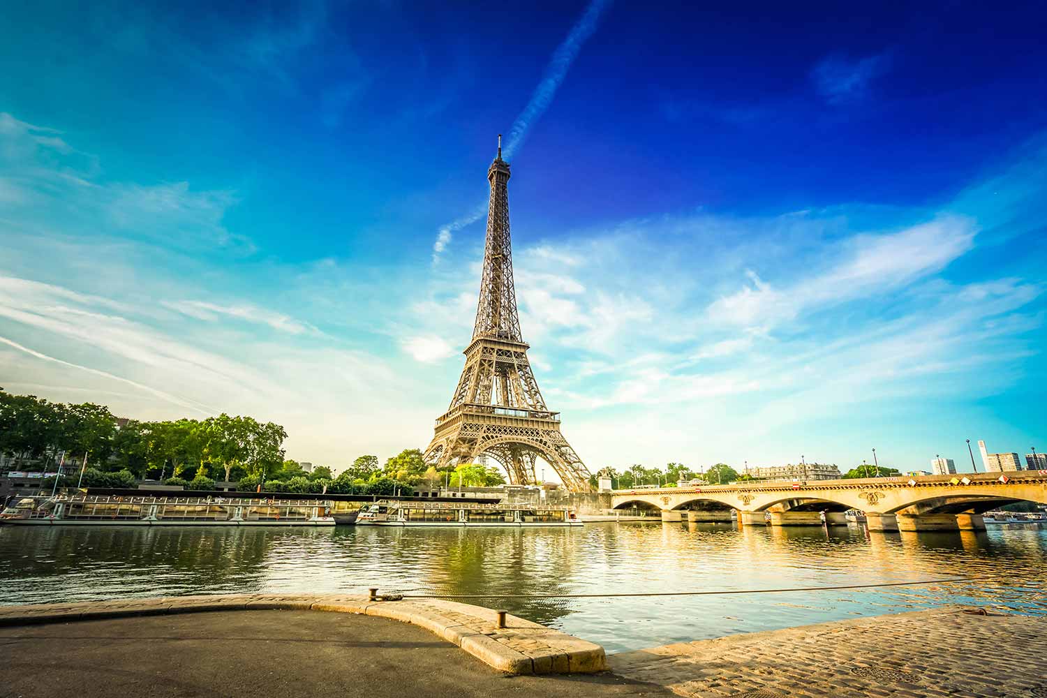 Eiffel Tower, Paris. View from river seine.