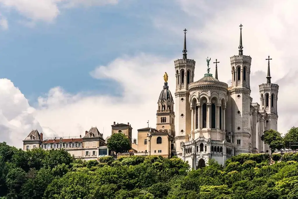 External view of the Notre-Dame de Fourvière, Lyon, France