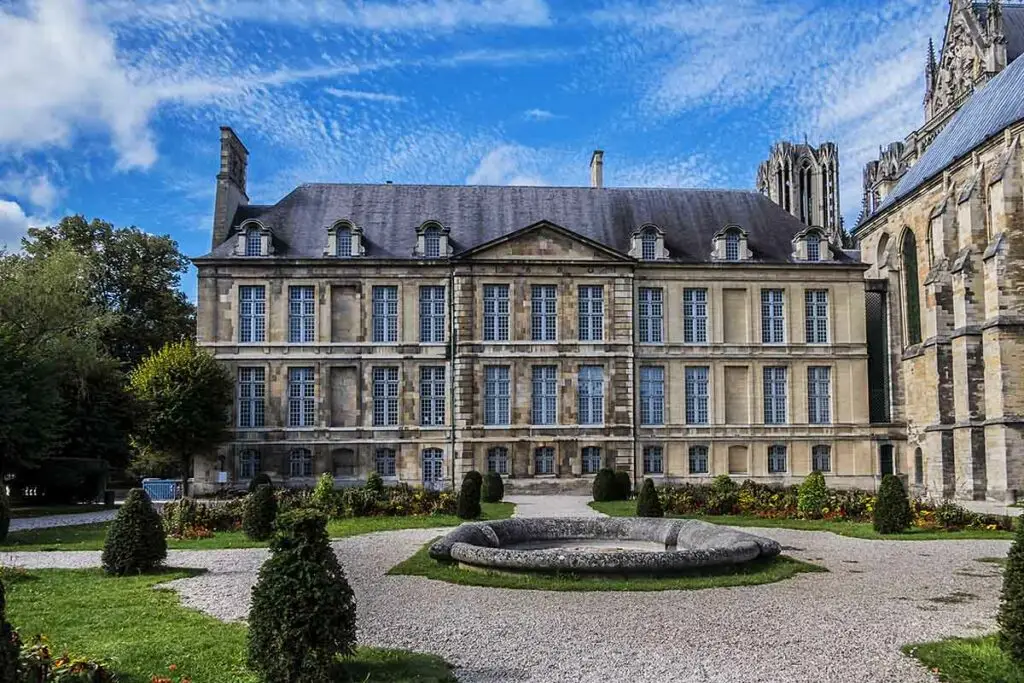external view looking onto Palace of Tau, Reims, France